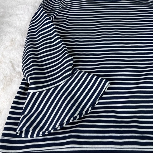 Draper James Sadler Navy White Stripe Bell Long Sleeve top Size Large - Picture 8 of 9